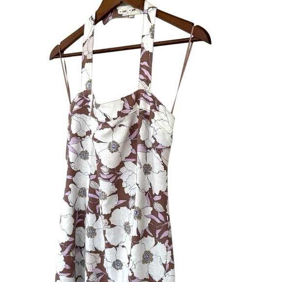 Abercrombie & Fitch fitted mini dress, sleeveless with halter top, linen blend - Picture 8 of 16